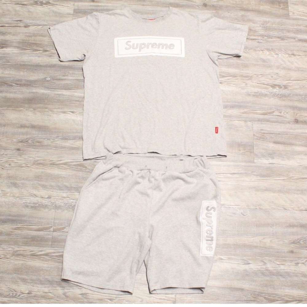 Supreme Mens Two Piece Short Set XXL Heather Gray Box Logo No Drawstring